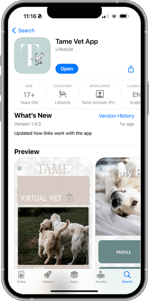 Tame Vet App UI UX design